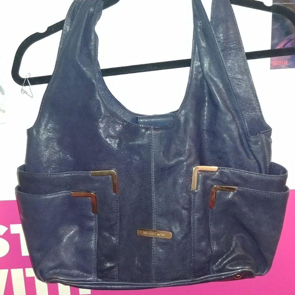 Dark blue metallic Michael Kors shoulder bag/purse
